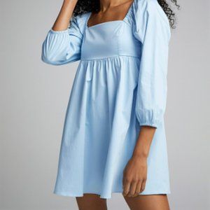 Square-neck poplin babydoll dress